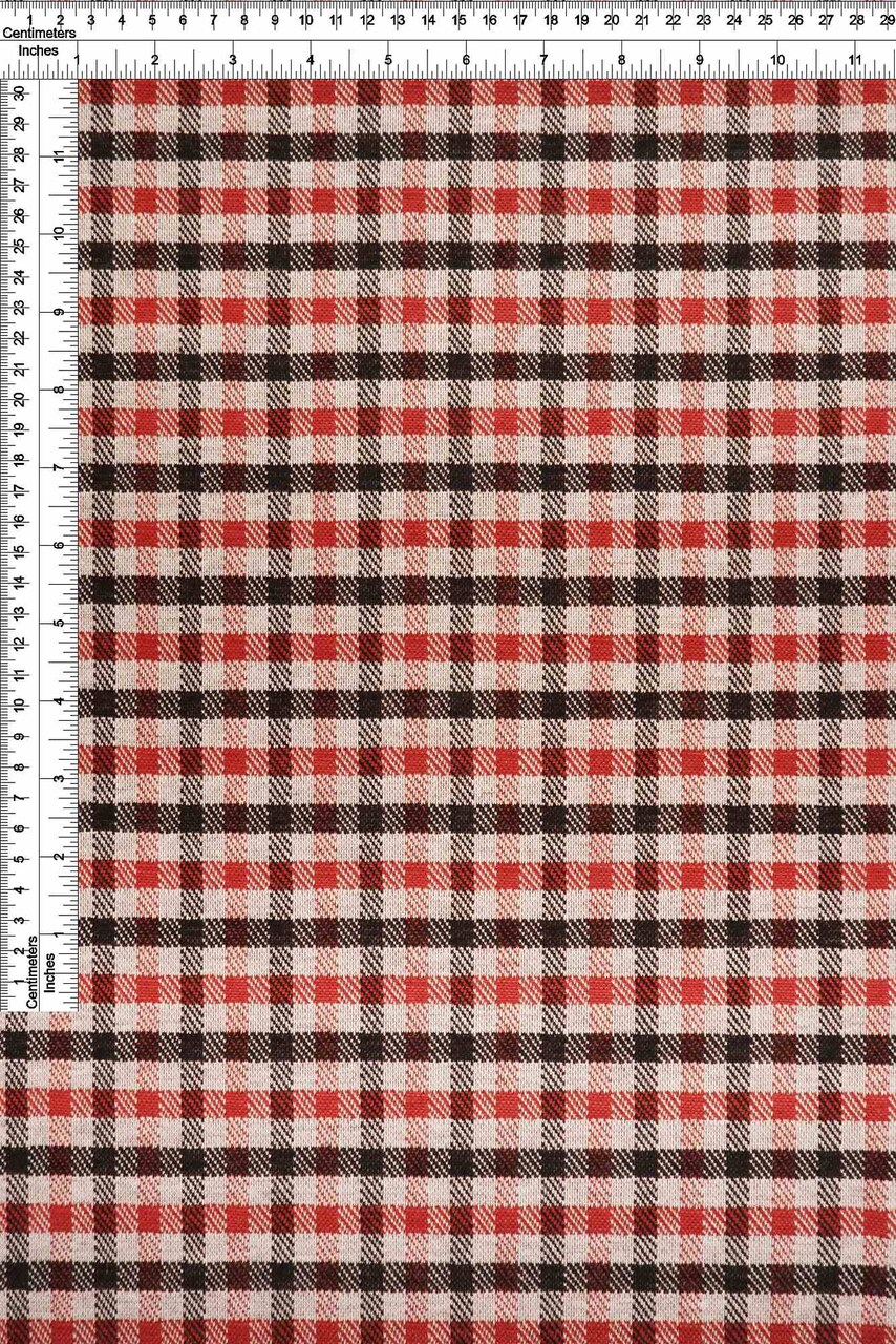 1 Yard Black & Red Plaid Double Knit Jacquard Fabric Stretch Polyester Rayon Spandex 58/60 Inches Wide